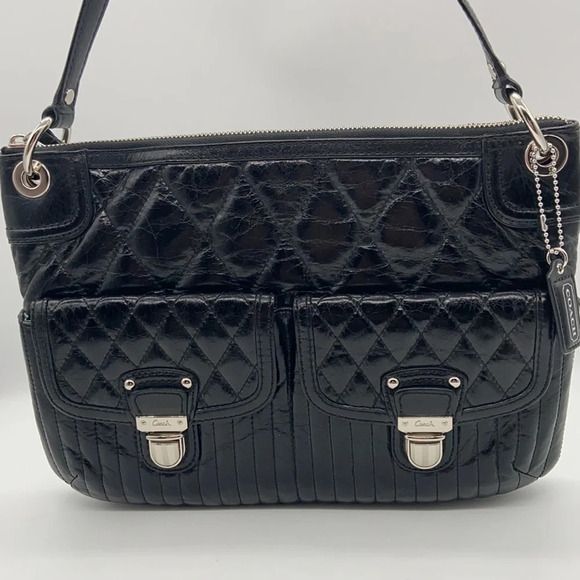 Coach Black Leather Quilted Poppy Shoulder Bag - Picture 3 of 13